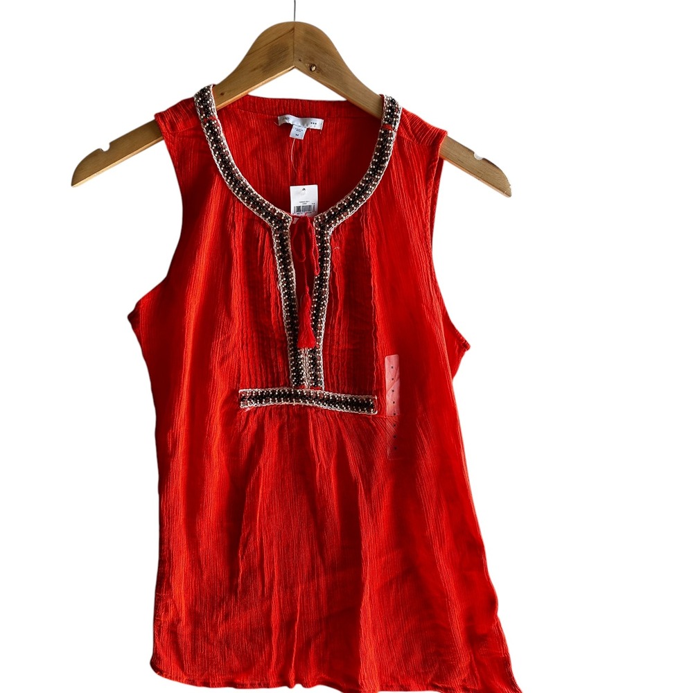 Gap Tunic Top Boho‎ Embellished Orange Casual Lightweight Medium NWT Festival